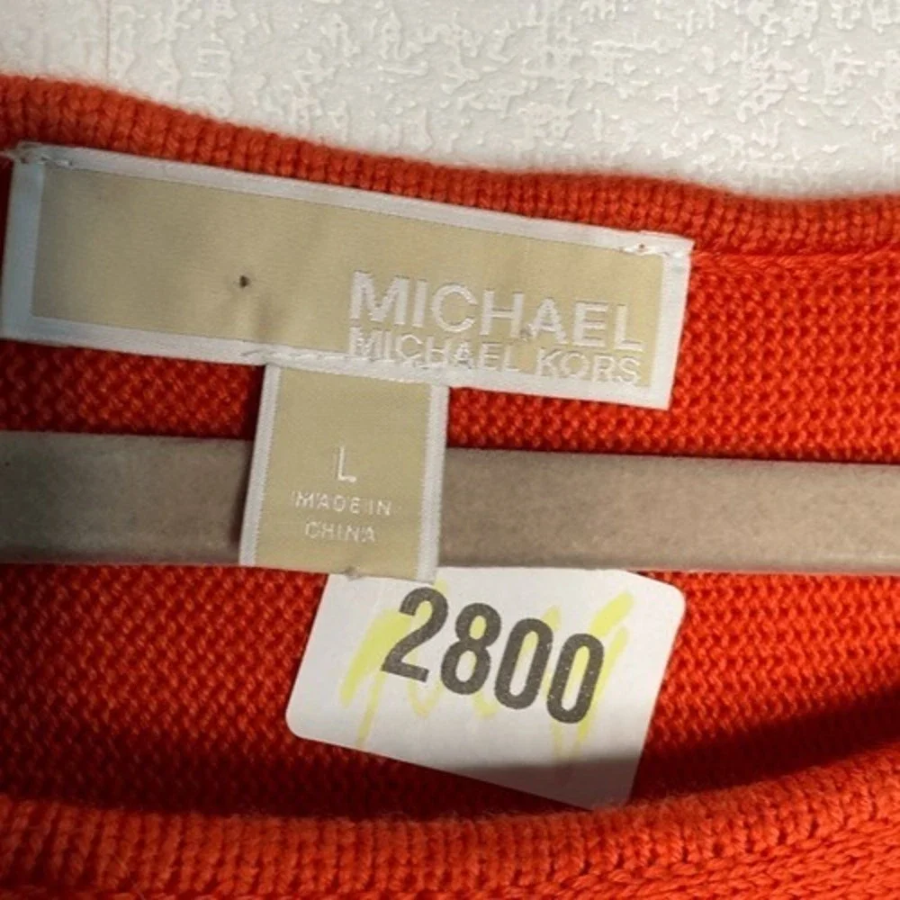 Michael Kors Orange Long Sleeve Zip Slits CrewNeck Sweater Tunic Women‎ L China